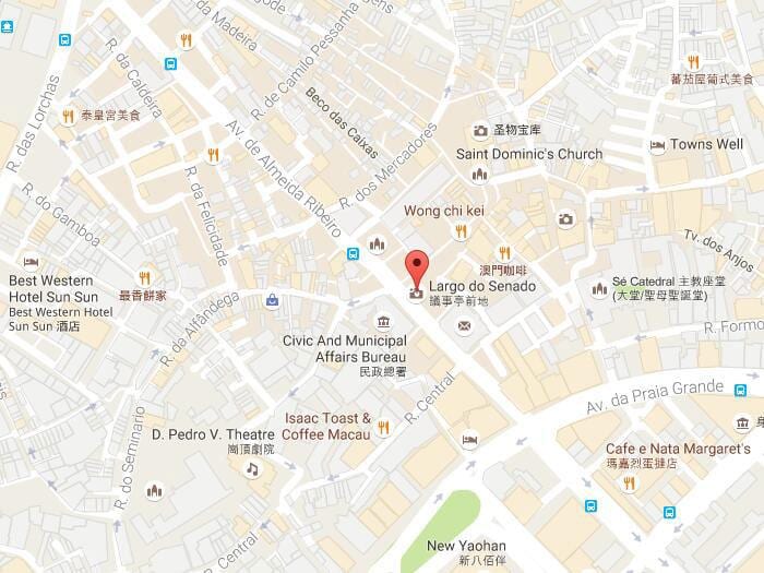 карта на senado плоштадот Macau