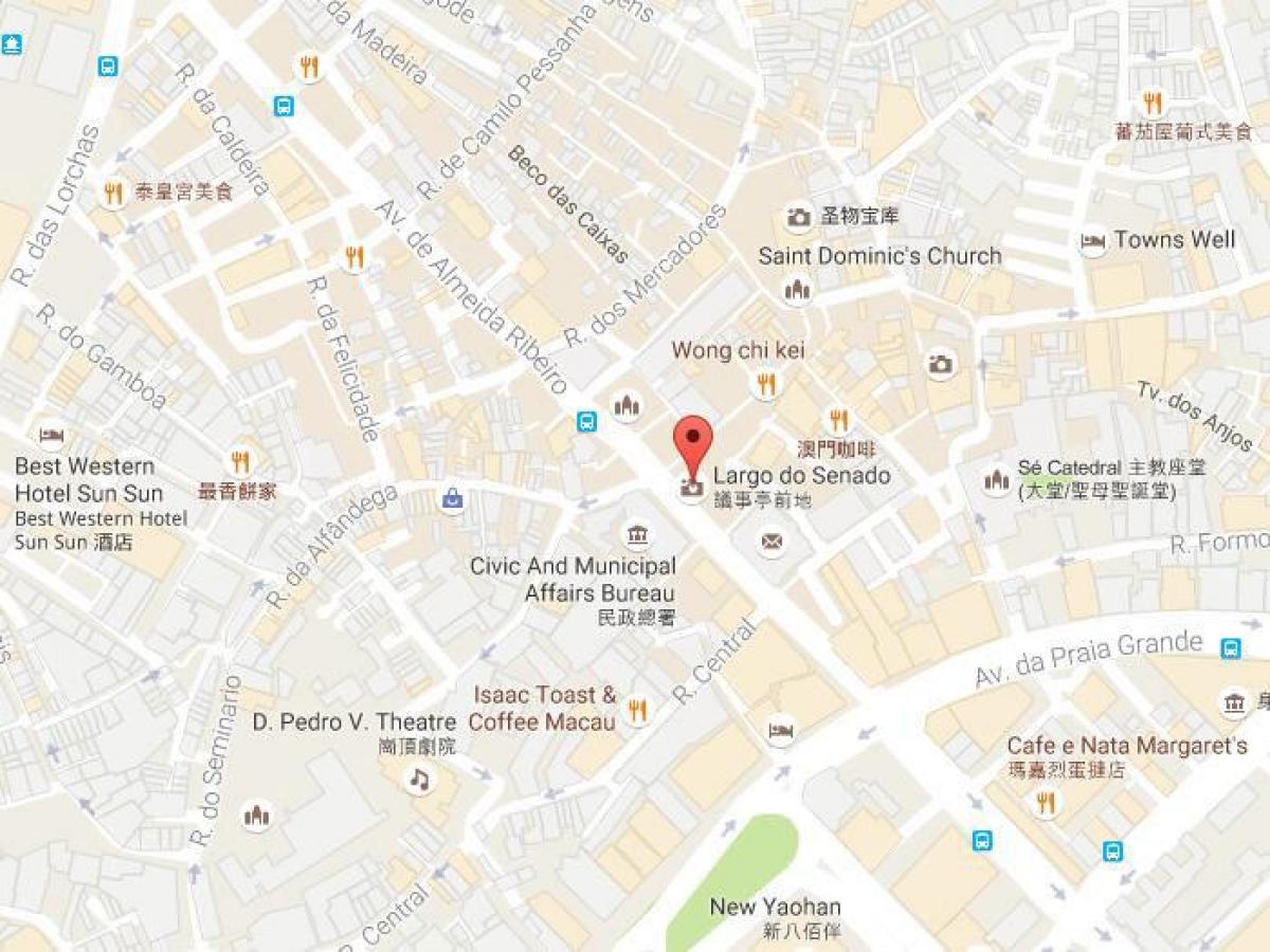 карта на senado плоштадот Macau